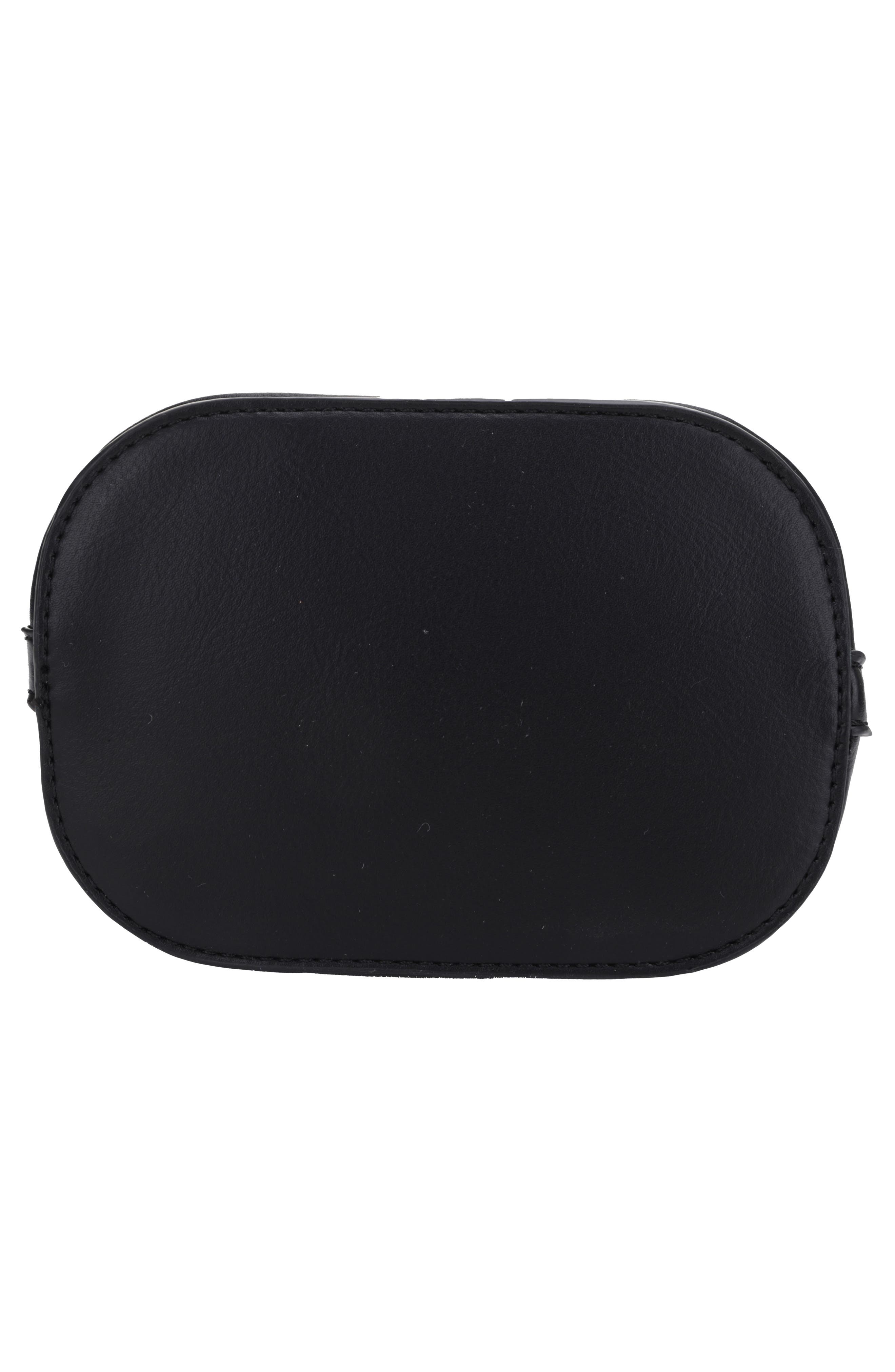 Mali + Lili Ella Nylon & Vegan Leather Bucket Bag, Alternate, color, Black