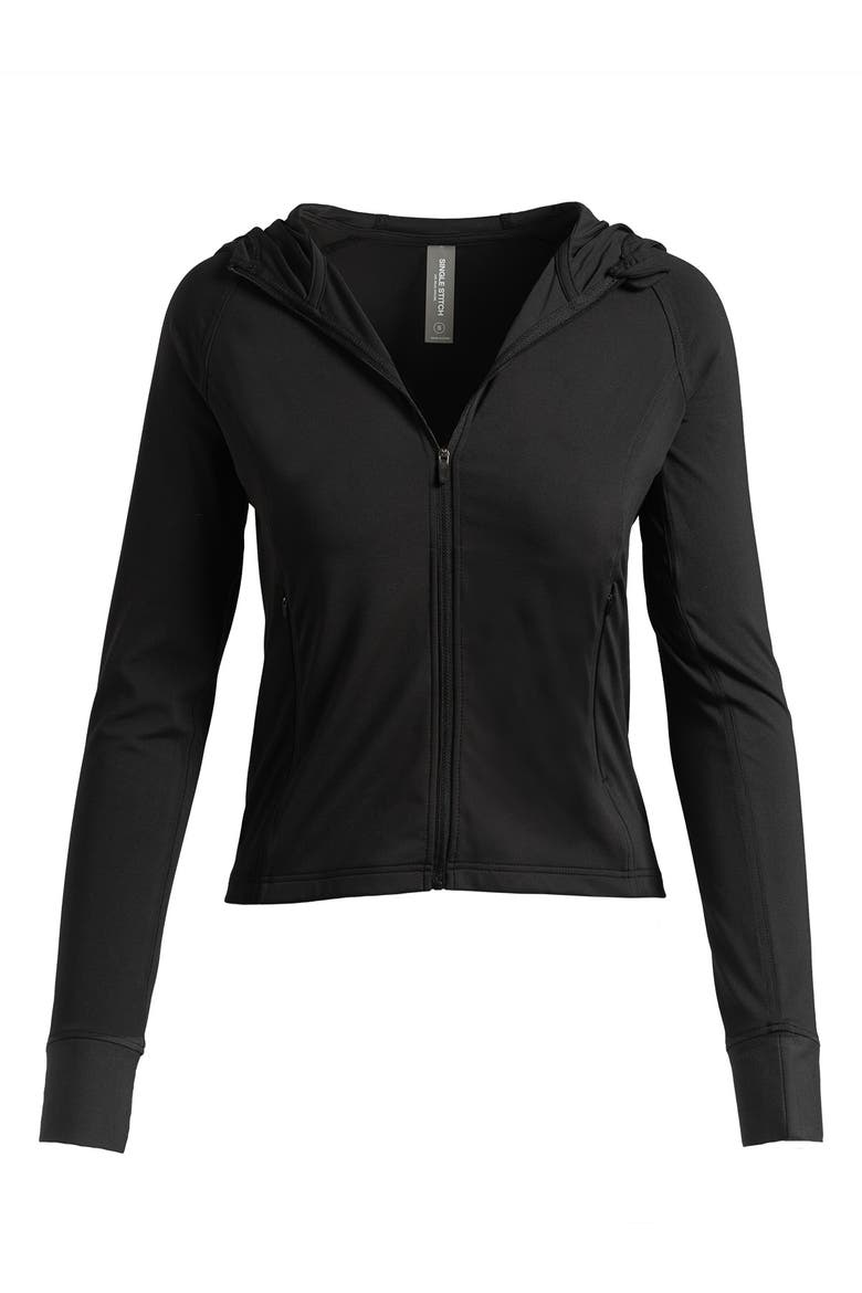 Sueded Full Zip Hooded Jacket, Alternate, color, Black