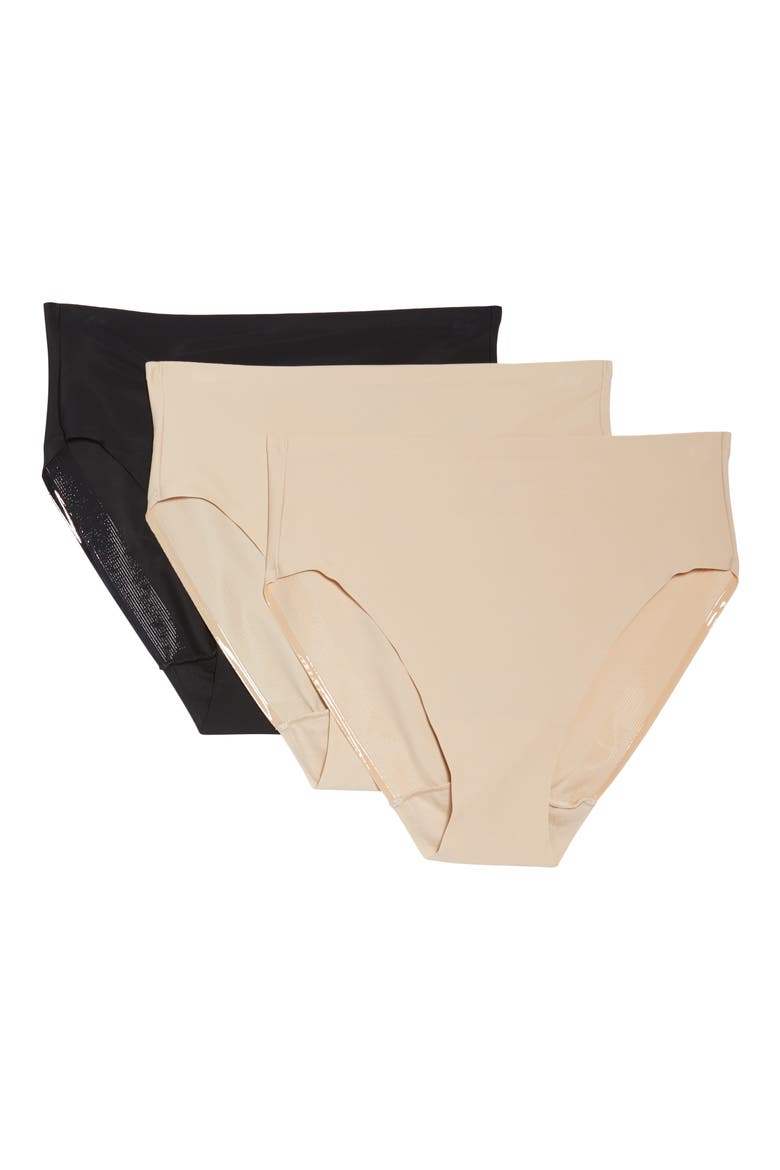 3-Pack Matte Micro High Cut Panties, Main, color, WARM BEIGE/ WARM BEIGE/ BLACK