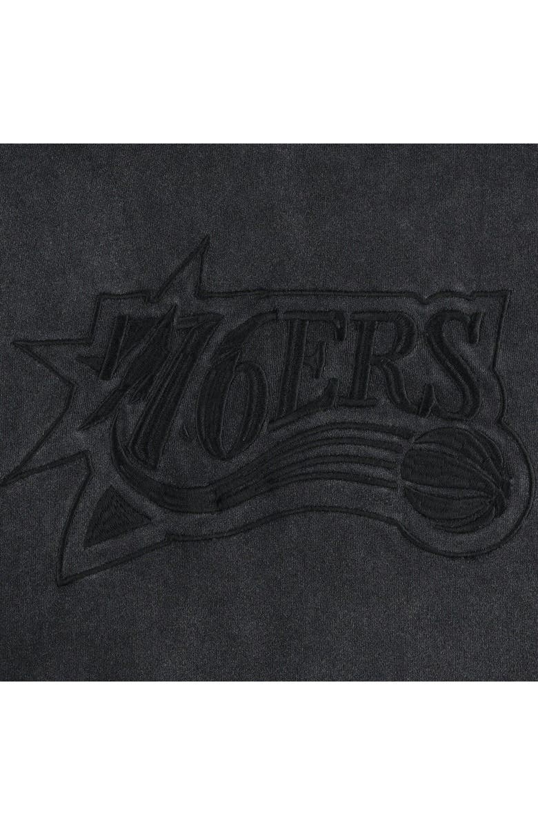 Mitchell & Ness Men's Mitchell & Ness Black Philadelphia 76ers Tonal Short Sleeve Pullover Hoodie, Alternate, color,