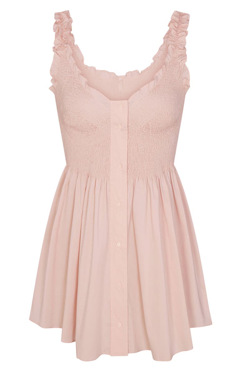 SKIMS Poplin Apparel Smocked MInidress, Alternate, color, Dusty Pink