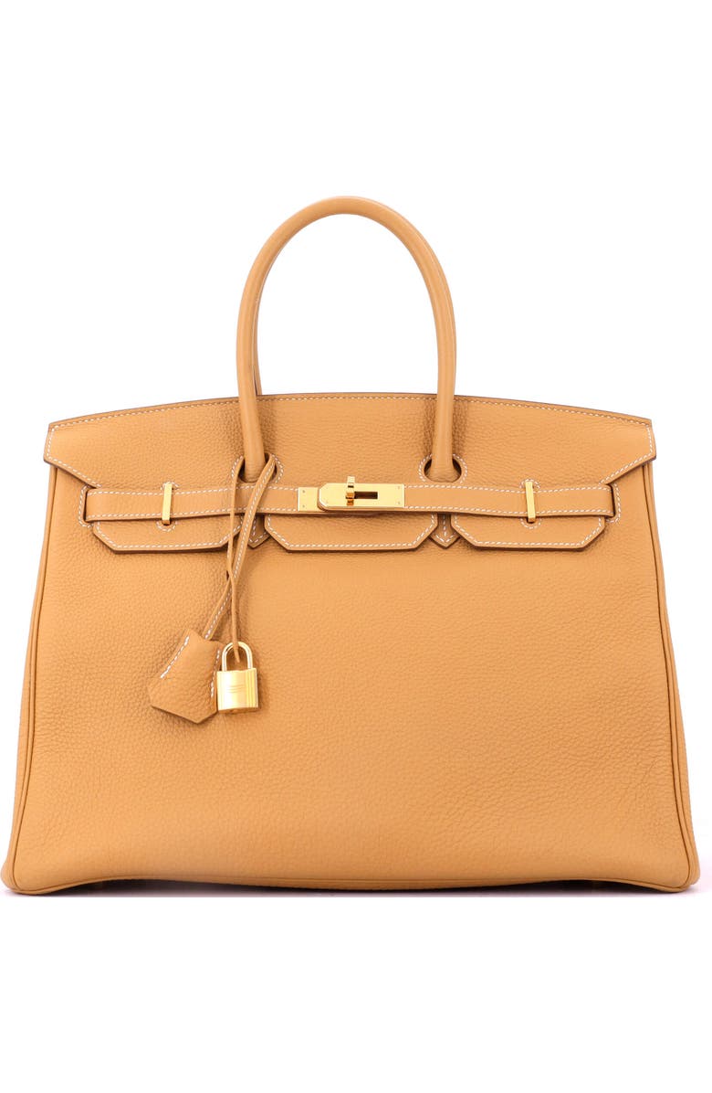 Pre-Owned Hermes Birkin Handbag Brown Togo with Gold Hardware 35, Main, color, Natural Sable