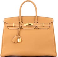 Pre-Owned Hermes Birkin Handbag Brown Togo with Gold Hardware 35
