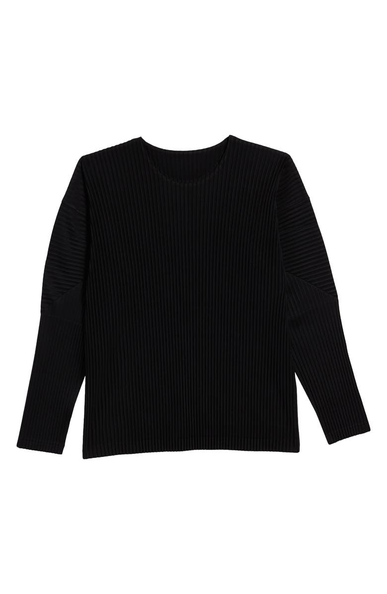Homme Plissé Issey Miyake Men's Pleated Crewneck Long Sleeve T-Shirt, Alternate, color, 