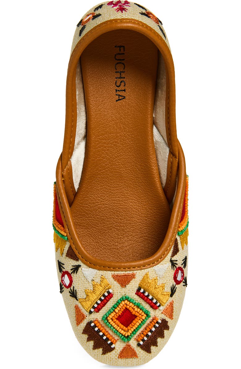 FUCHSIA Embroidered Jutti Flat, Alternate, color, Beige