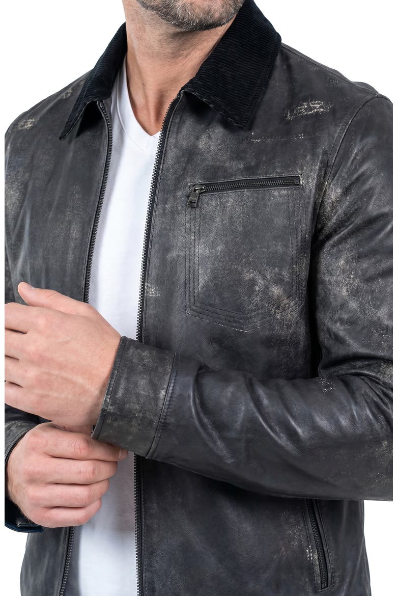 Captain Leather Jacket, Alternate, color, BLUE