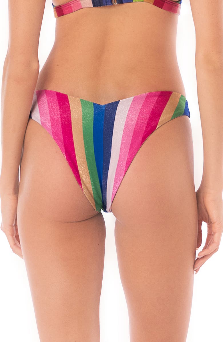 Maaji Candy Stripes Valerya High Cut Bikini Bottoms, Alternate, color, Dark Blue