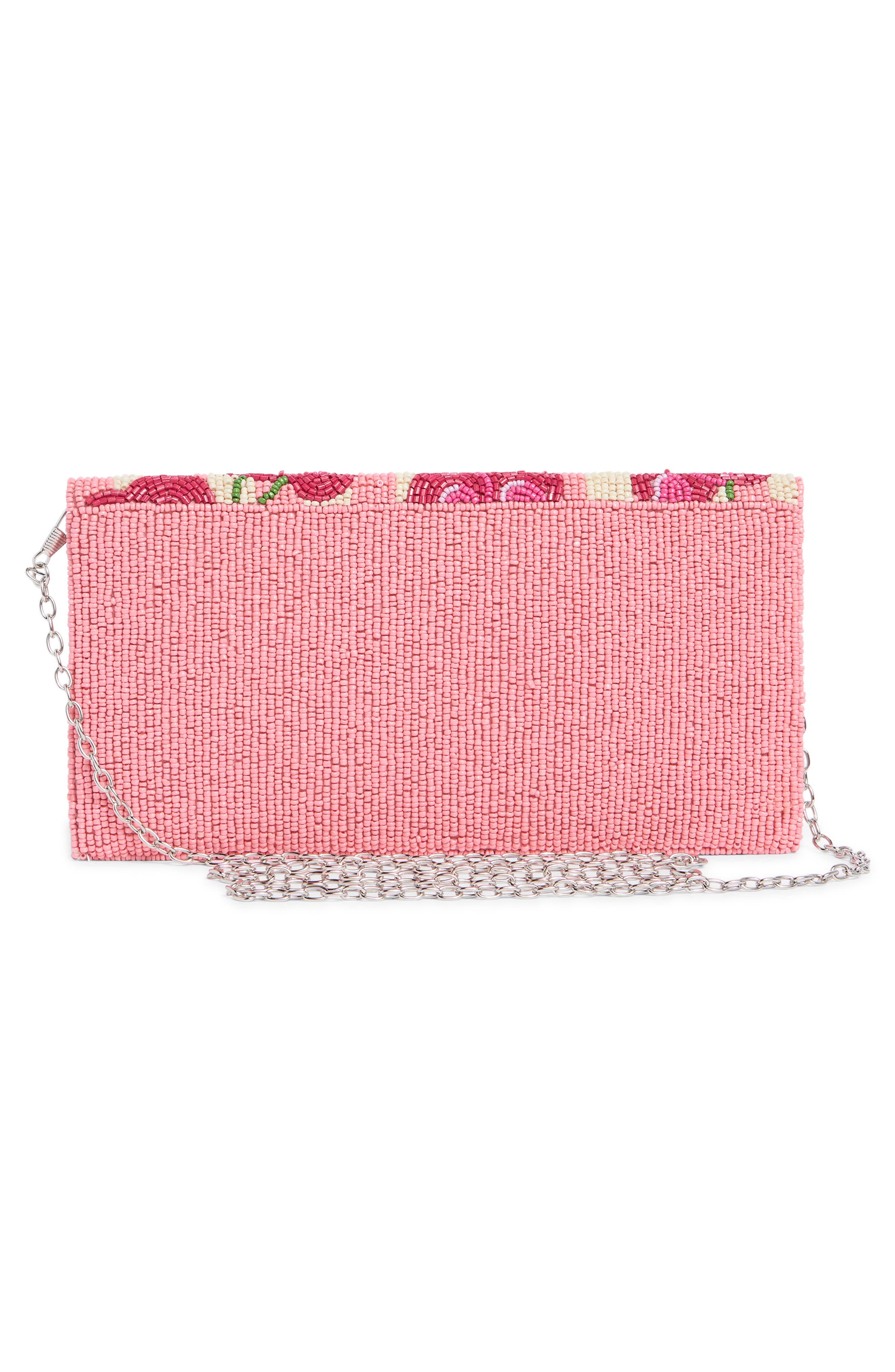 Collection XIIX Stripe Cherry Beaded Clutch, Alternate, color, Pink Multi