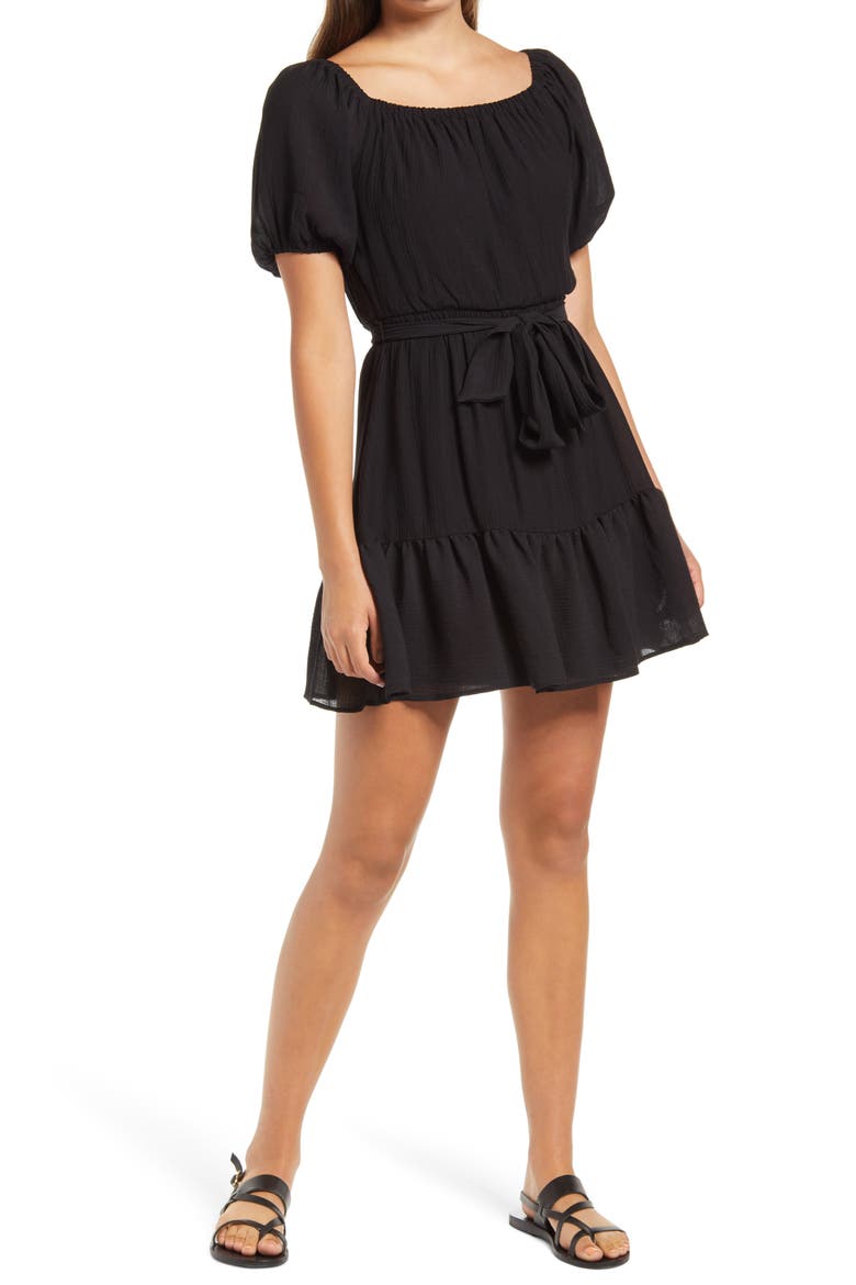 Off the Shoulder Minidress, Alternate, color, BLACK