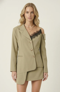 Modenaire Asymmetric One Shoulder Tailored Blazer Jacket