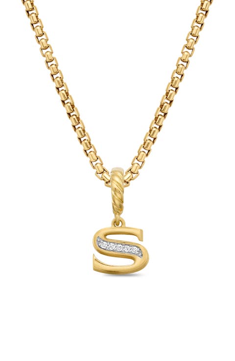 Pavé A Initial Pendant in 18K Yellow Gold with Diamonds