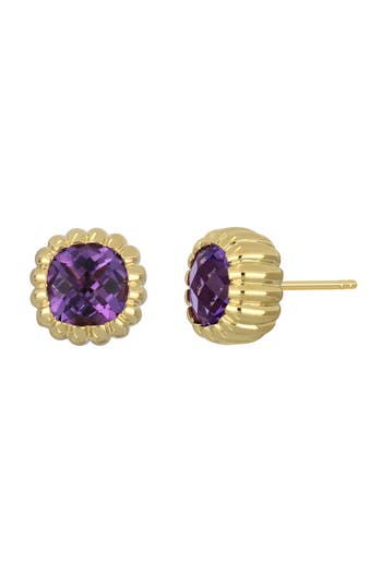 Bony Levy El Mar 18k Yellow Gold Cushion Cut Amethyst Stud Earrings In 18k Yellow Gold