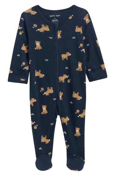 Honey Bear Print Organic Cotton Footie