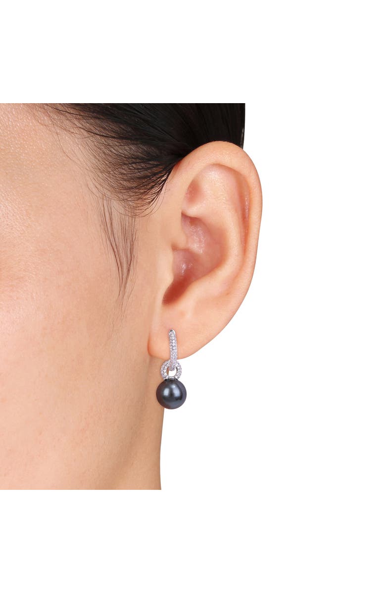 Julianna B. Cultured Pearl & Diamond Hinged Hoop Drop Earrings 14k, Alternate, color, 