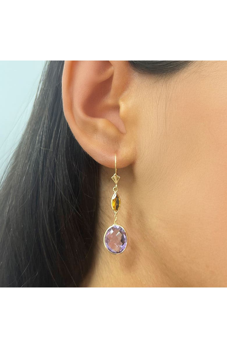 The Lovery Fine Jewelry Amethyst and Citrine Drop Dangle Earrings, Alternate, color, Amethyst