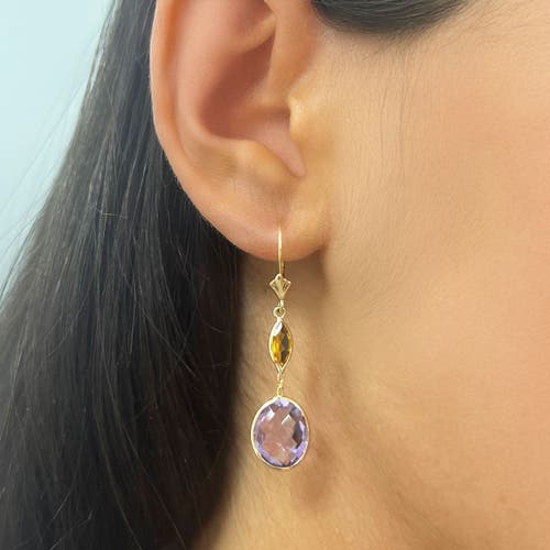 The Lovery Fine Jewelry Amethyst And Citrine Drop Dangle Earrings In Purple