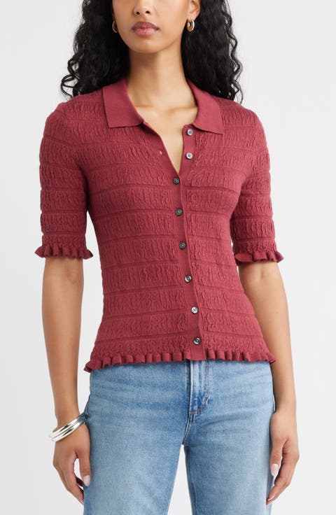 Textured Short Sleeve Cardigan