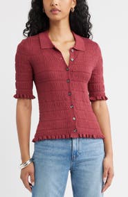 Open Edit Textured Short Sleeve Cardigan