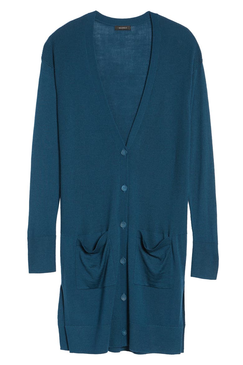 LONG SLEEVE RIB CARIDGAN, Alternate, color, BLUE CERAMIC