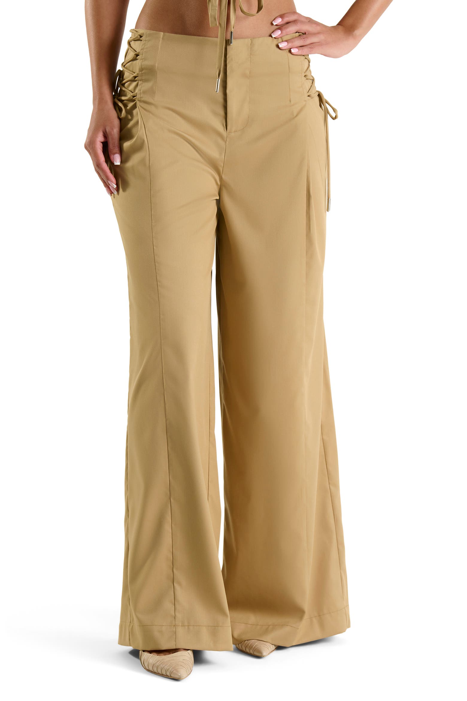 Side By Side Rear Rack Naked Wardrobe Side Tie Wide Leg Pants (Women) | Nordstromrack
