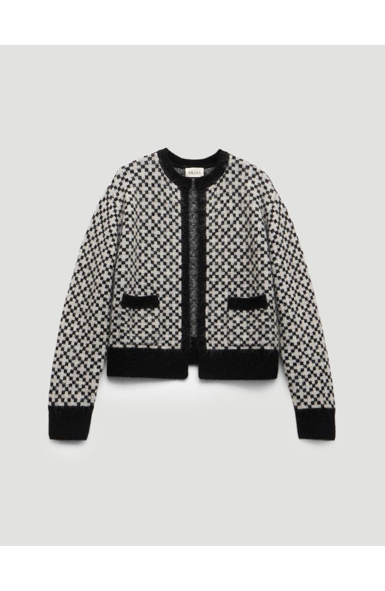 Hush Jacquard Wool Edge To Edge Cardigan, Alternate, color, Black