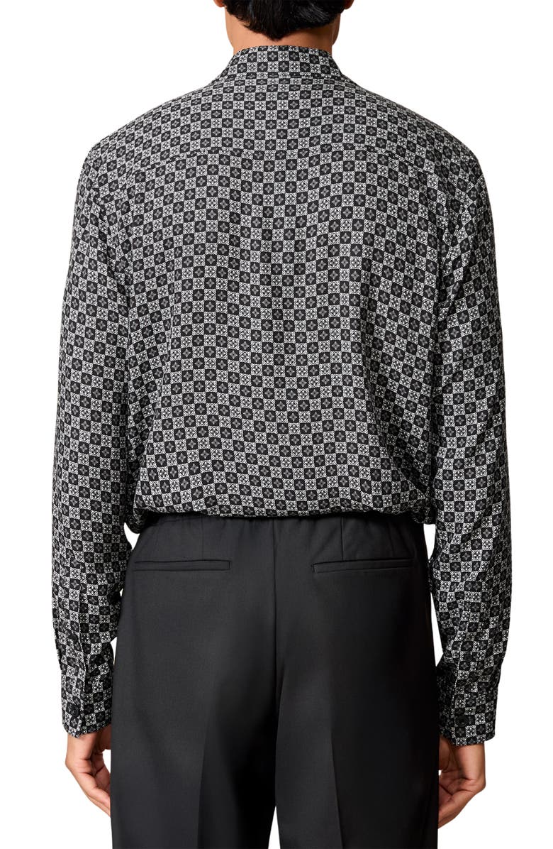 Reiss Nix Print Button-Up Shirt, Alternate, color, Black