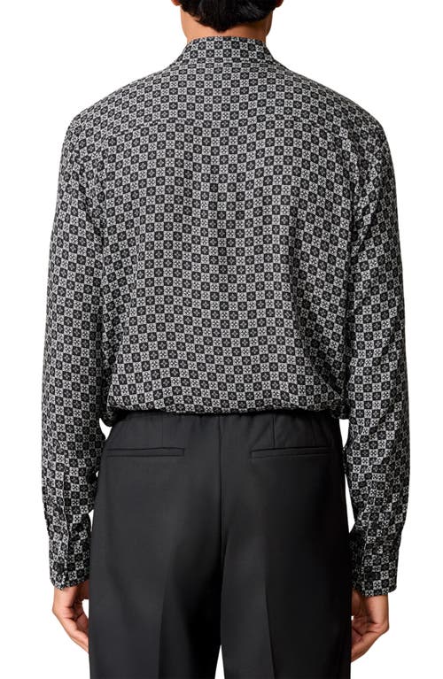 Reiss Nix Print Button-up Shirt In Black