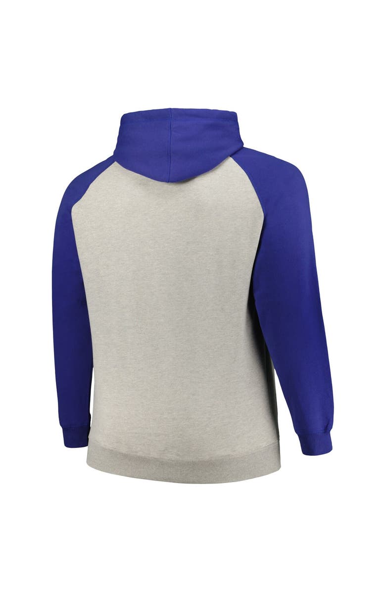 PROFILE Men's Profile Heather Gray/Royal New York Giants Big & Tall Favorite Arch Throwback Raglan Pullover Hoodie, Alternate, color, 