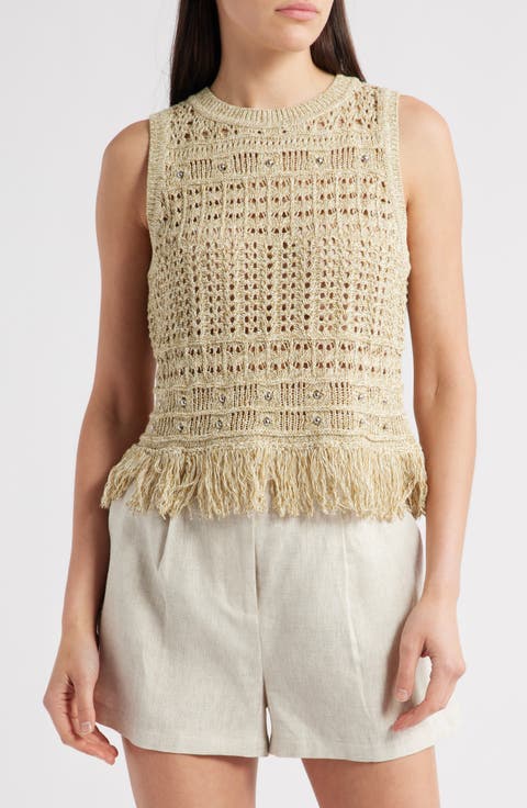 Beaded Fringe Sweater Tank
