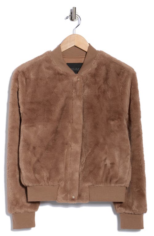 Sanctuary Luxe Faux Fur Zip Bomber Jacket In Brown