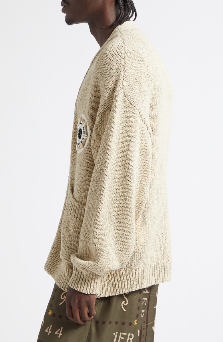 Balmain Light Cotton Blend Cardigan, Alternate, color, Beige
