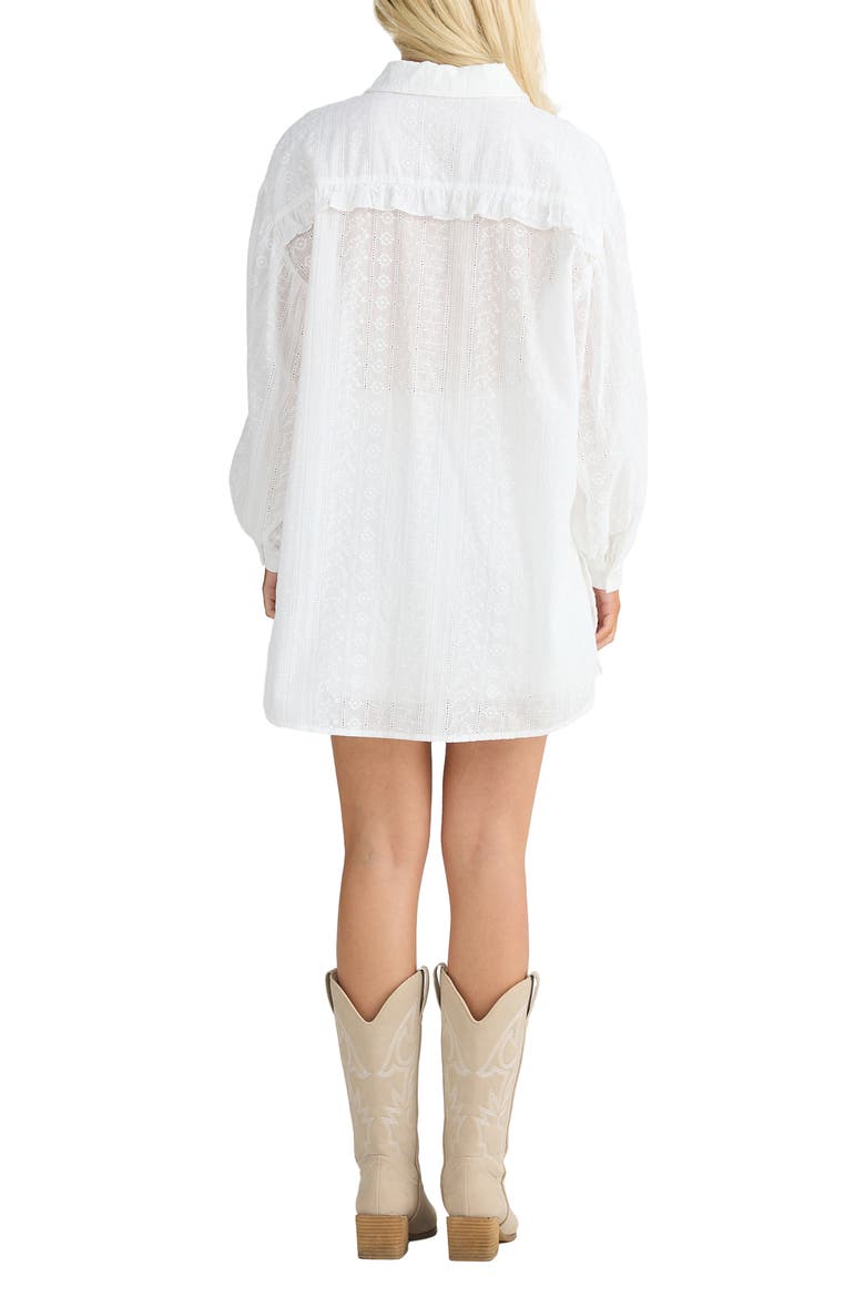 Dahlia Oversize Ladder Stitch Broderie Button-Up Shirt, Alternate, color, WHITE BRODERIE