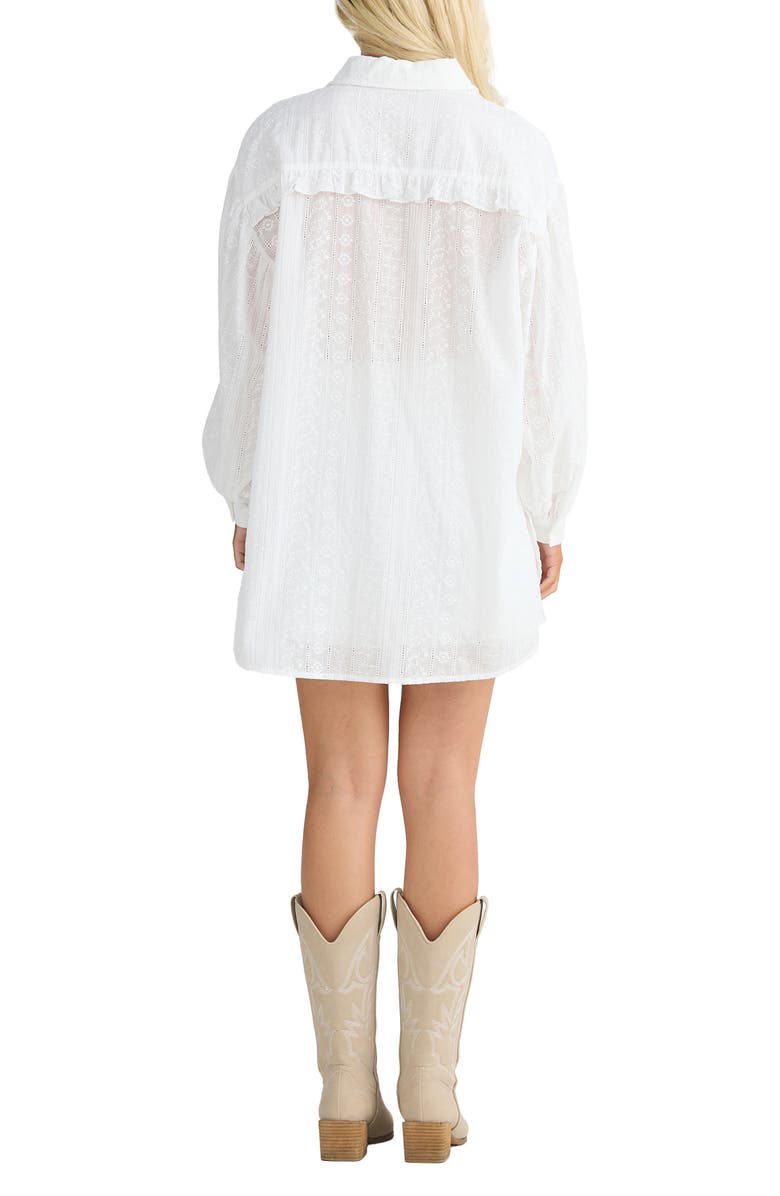 Talisman the Label Dahlia Oversize Ladder Stitch Broderie Button-Up Shirt, Alternate, color, White Broderie