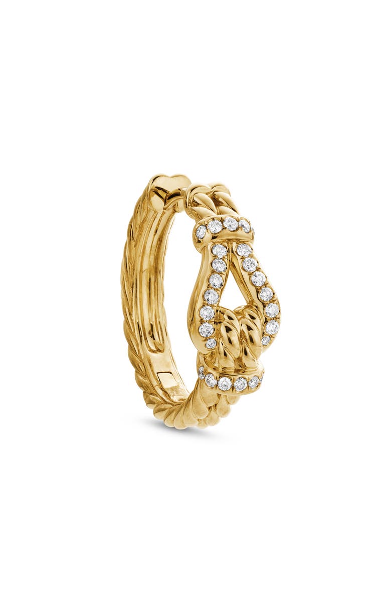 David Yurman Thoroughbred Loop Hoop Earrings with Pavé Diamonds, Alternate, color, 18K Yellow Gold