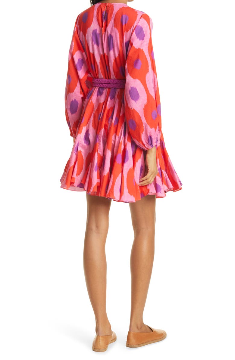 RHODE Ella Print Long Sleeve Cotton Dress, Alternate, color, Ikat