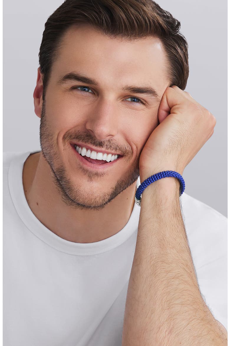 Men's Anthem Ceramic Caviar Beaded Bracelet, Alternate, color, SILVER BLUE
