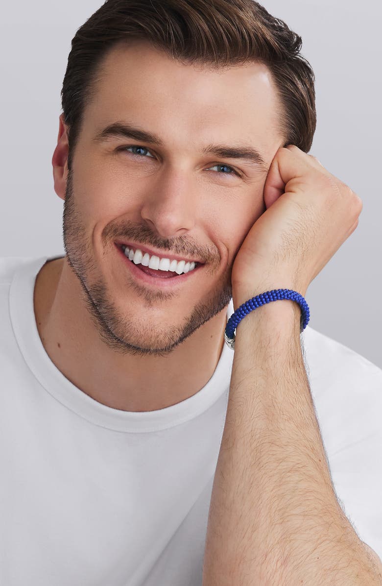 LAGOS Men's Anthem Ceramic Caviar Beaded Bracelet, Alternate, color, Silver Blue