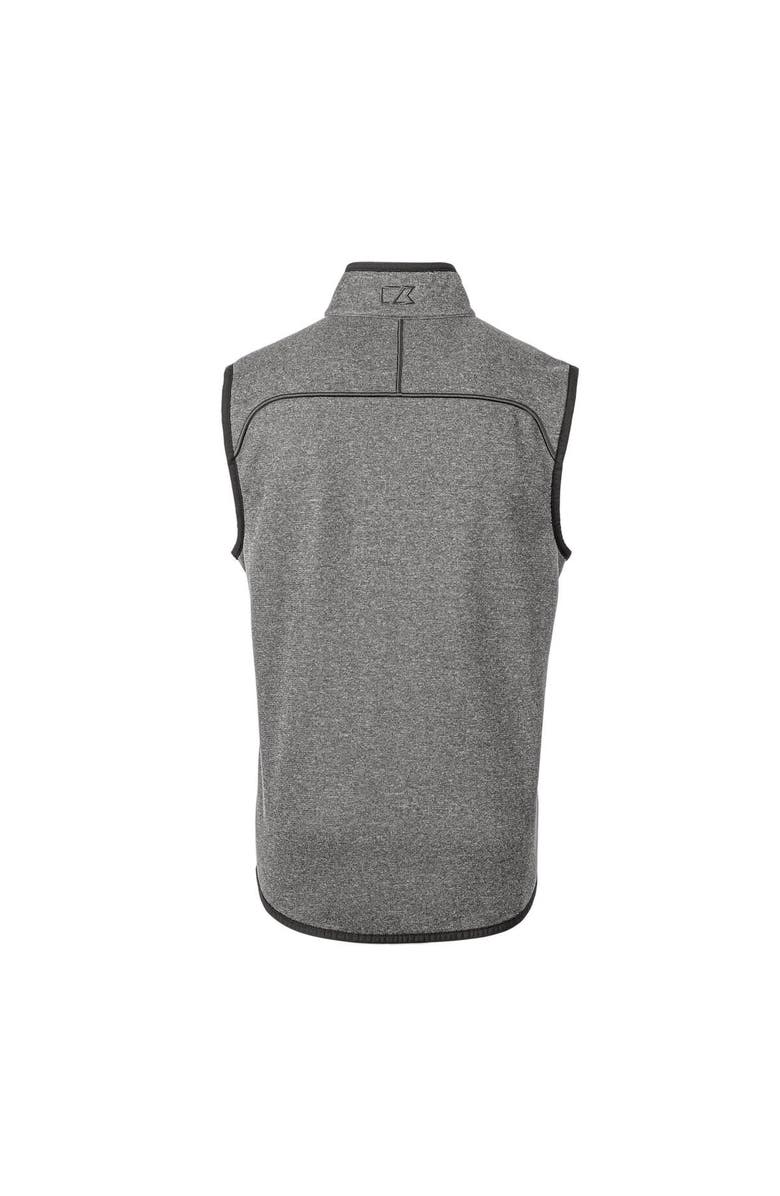 Cutter & Buck Men's Cutter & Buck Heather Gray New Orleans Saints Throwback Logo Mainsail Sweater-Knit Full-Zip Vest, Alternate, color,