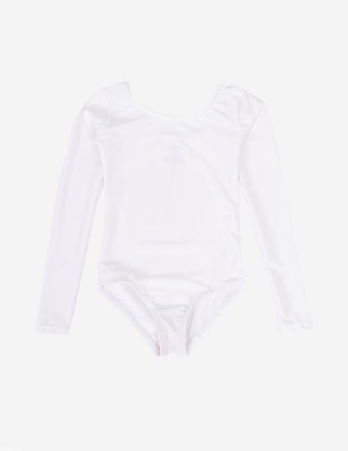 Leveret Girls Long Sleeve Leotard In White