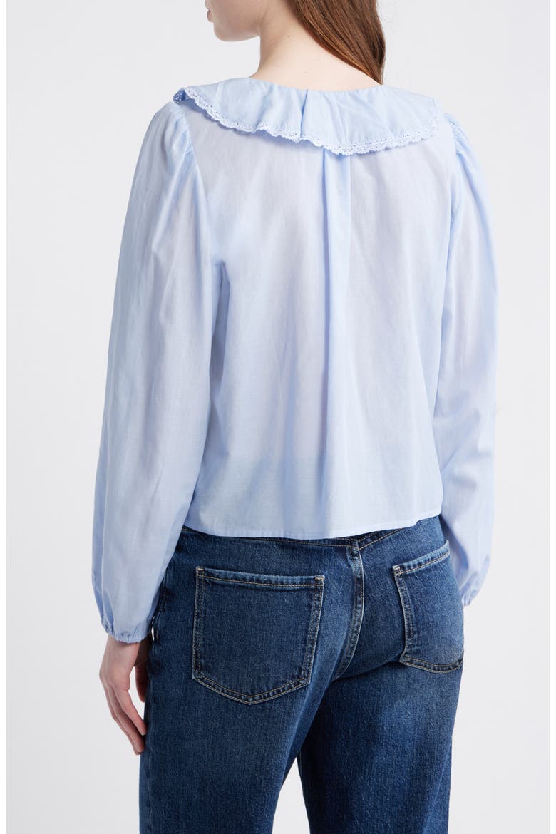 Lace Insert Ruffled Pintuck Long Sleeve Top, Alternate, color, TRANQUIL BLUE