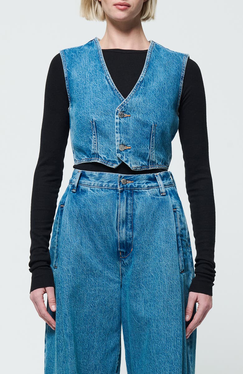 ÉTICA Elea Denim Crop Waistcoat, Main, color,