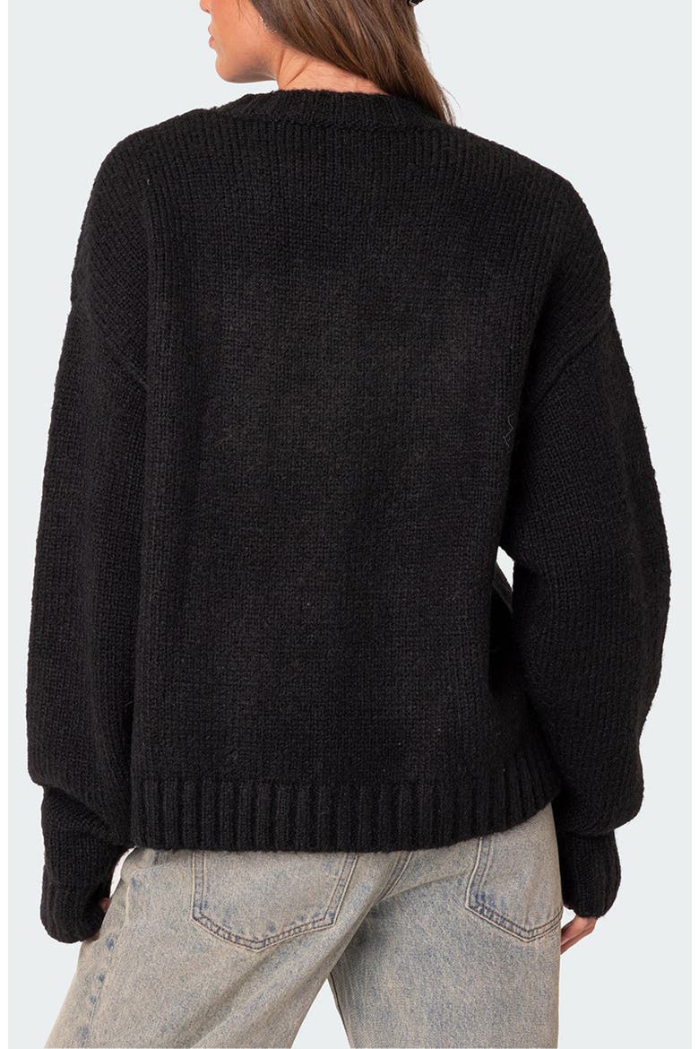USA Oversize Chunky Sweater, Alternate, color, BLACK