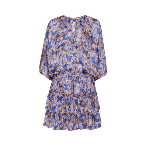 Viscose and Silk Dress Disco Butterflly