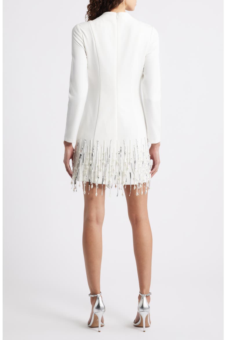 Sequin Tassel Long Sleeve Cocktail Dress, Alternate, color, IVORY