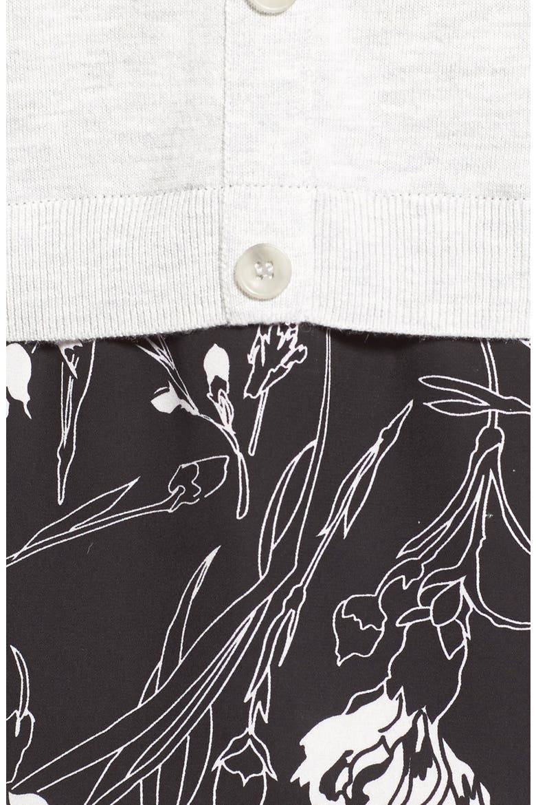Woven Hem Layered Look Sweater, Alternate, color, GREY- IVORY FLORAL