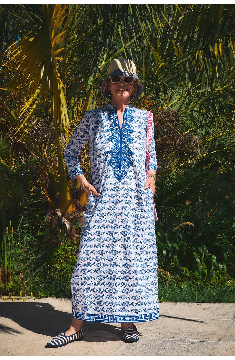 Ro's Garden Clorinda Long Kurta, Alternate, color, Blue Coi