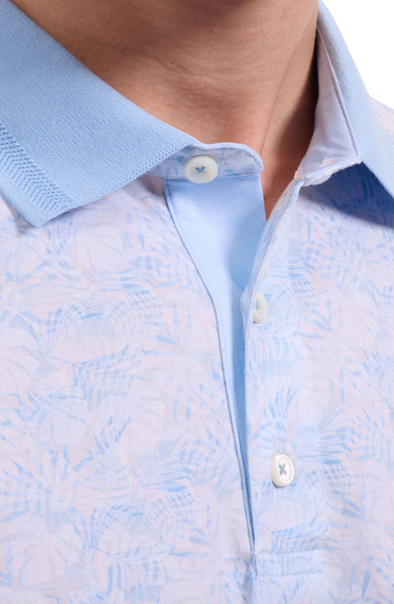 Bugatchi Valerian OoohCotton<sup>®</sup> Tropical Leaf Print Polo, Alternate, color, Baltic