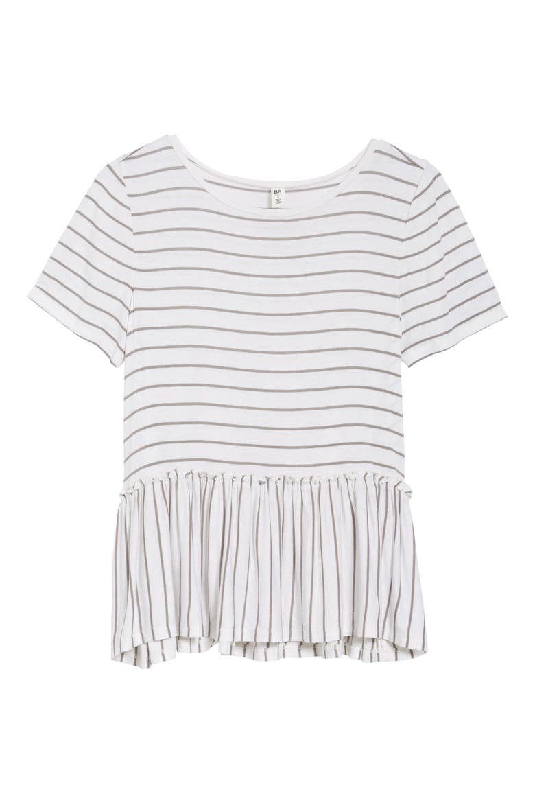 Remix Stripe Peplum Top, Alternate, color, WHITE TAWNY STRIPE