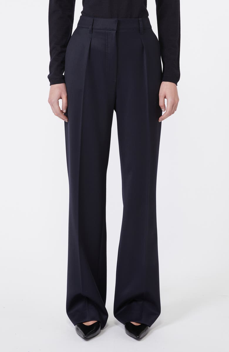 Max Mara Cannes Pleated Wool Twill Pants, Main, color, Ultramarine
