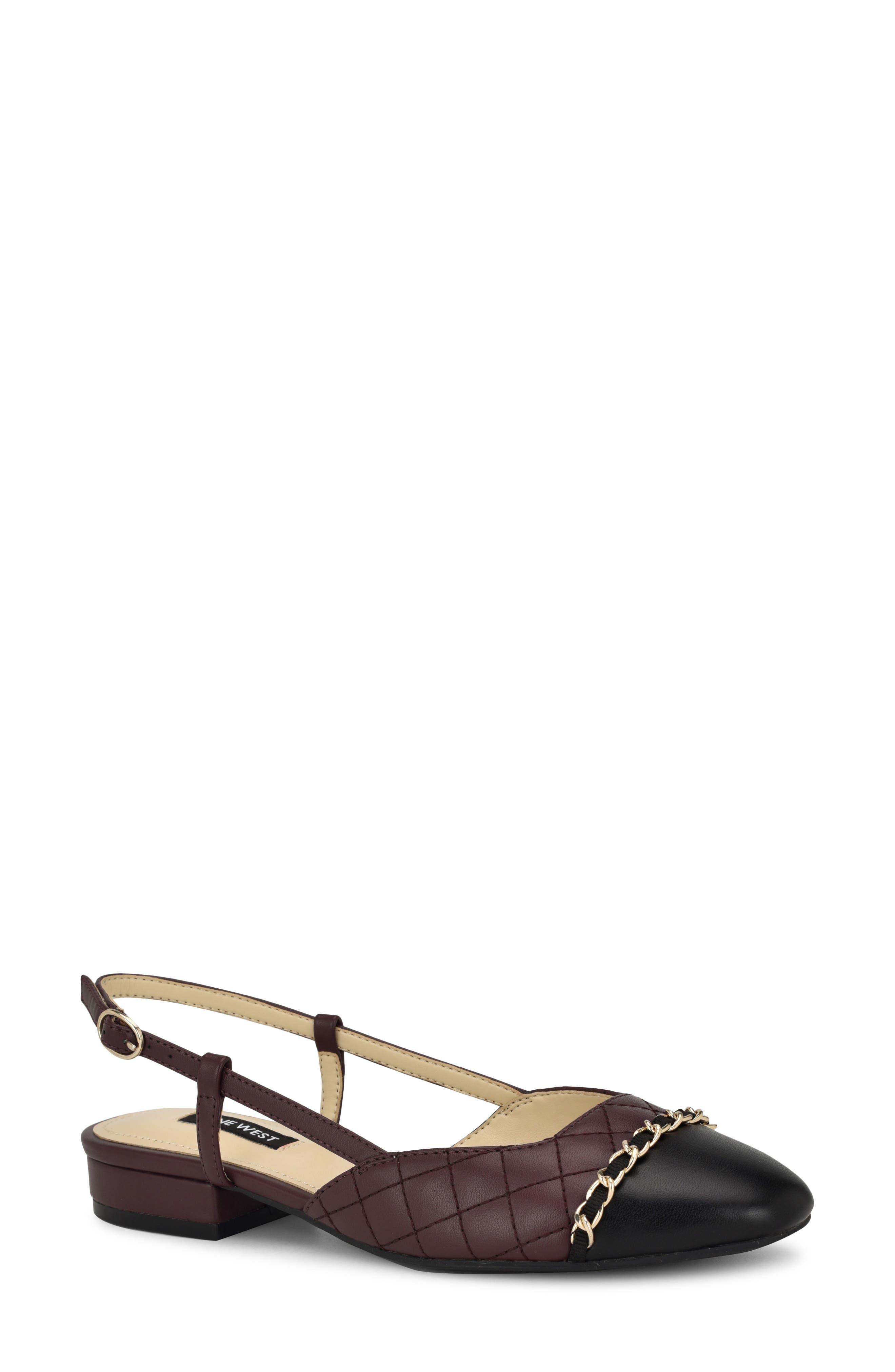 Charme Slingback Cap Toe Pump, Main, color, DARK RED